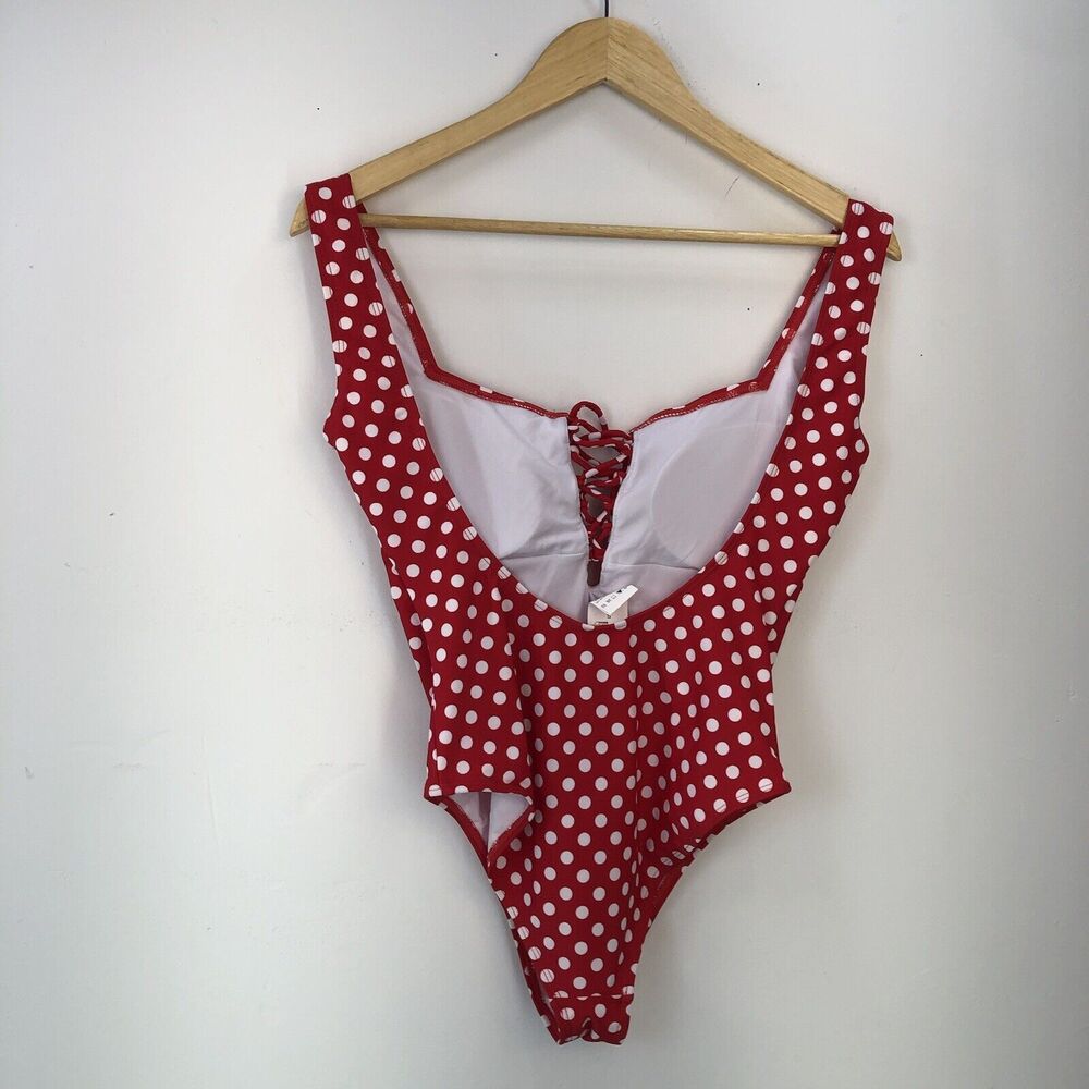 🏖️⛱️🏝️☀️Beach Joy Medium Bikini One Piece Red With White Polkadot Small - Picture 1 of 9
